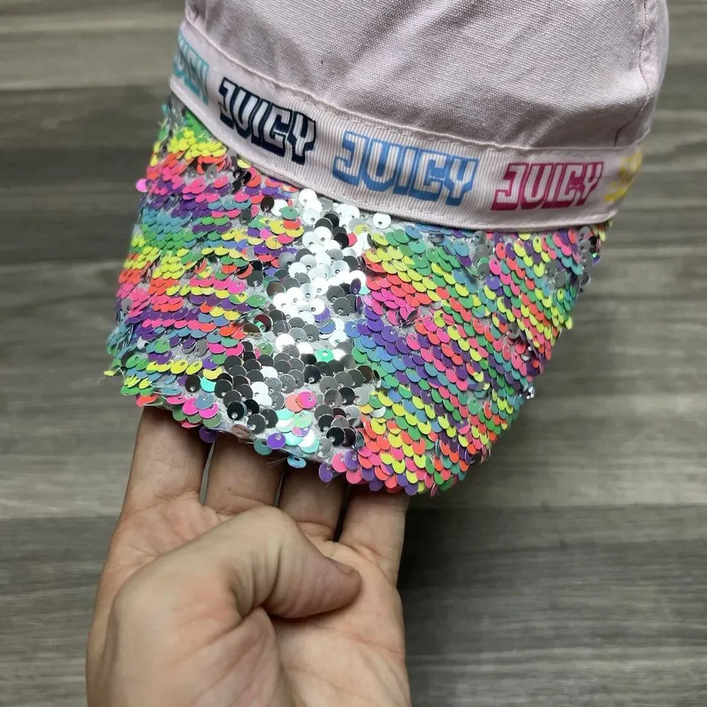 Juicy Couture Hat Cadet Beret Army Hat Youth‎ Kid Pink Rhinestone Bedazzle Shiny